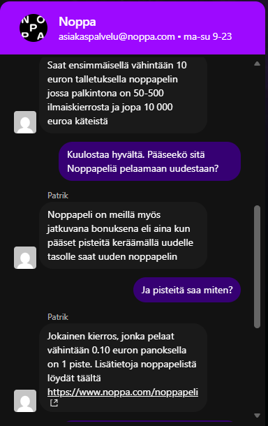 Noppa casino asiakaspalvelu