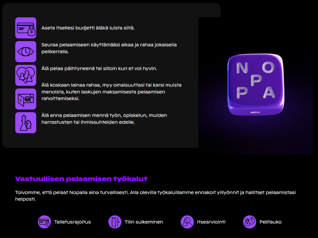 Noppa vastuullinen pelaaminen